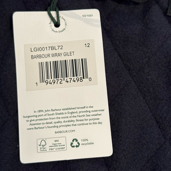 Barbour Wray Quilted Gilet Vest – Blue – Size 8 – NWT - Picture 5 of 6